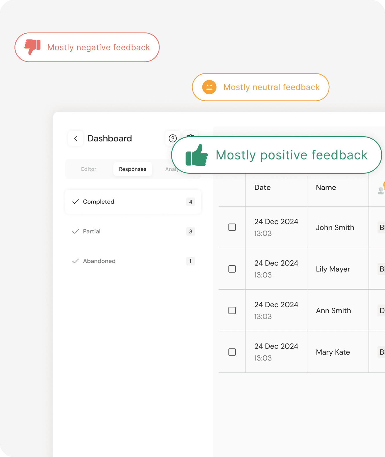 An InterBeYou conversation adapting in real time based on respondent answers